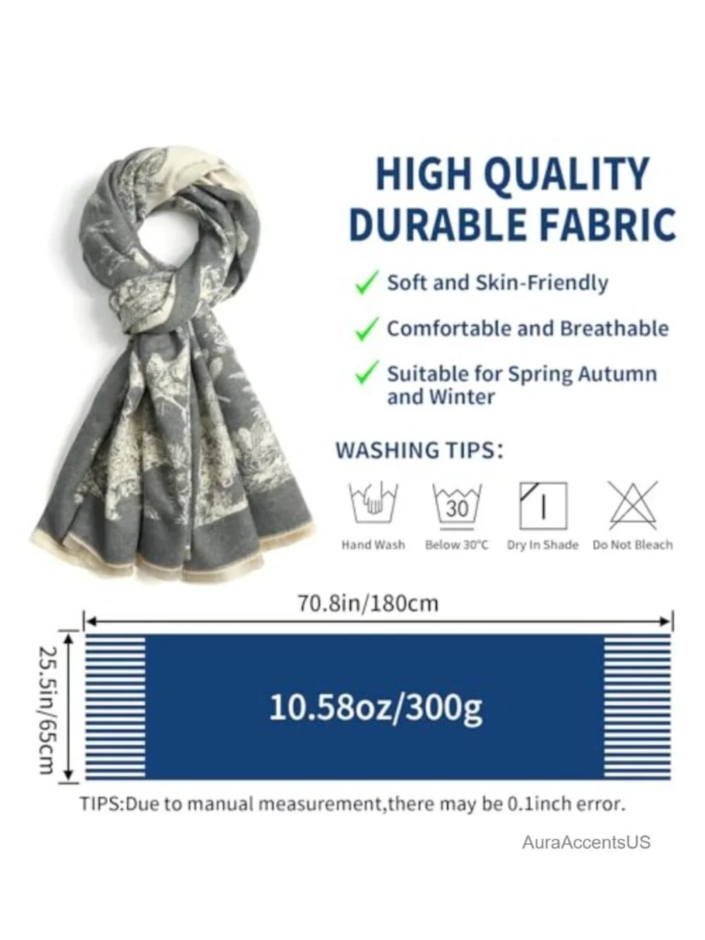 Reversible Floral Pashmina Shawl Wrap Faux Cashmere Winter Scarf